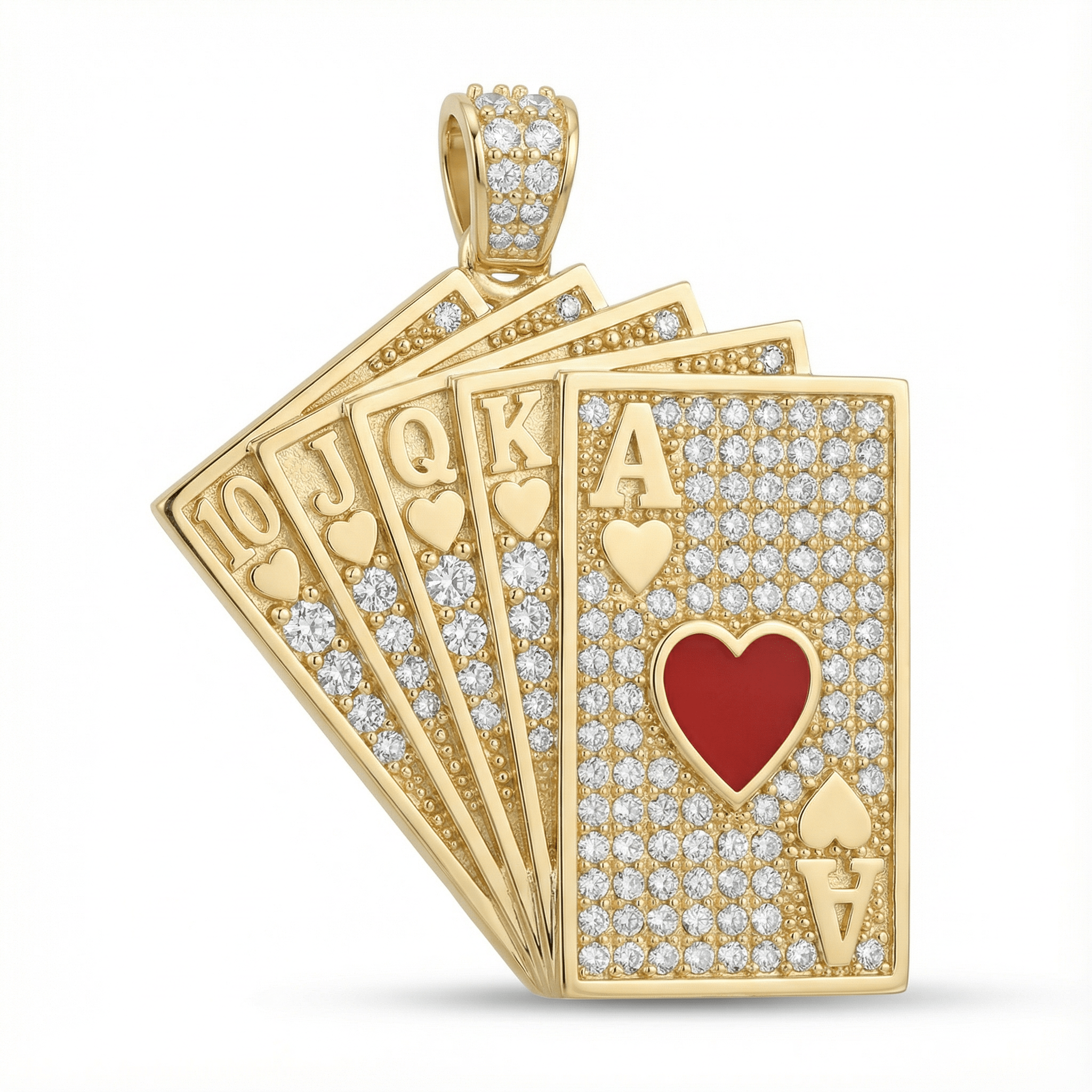 Poker Royal Flush Taşlı Kolye Ucu - Winners Jewels