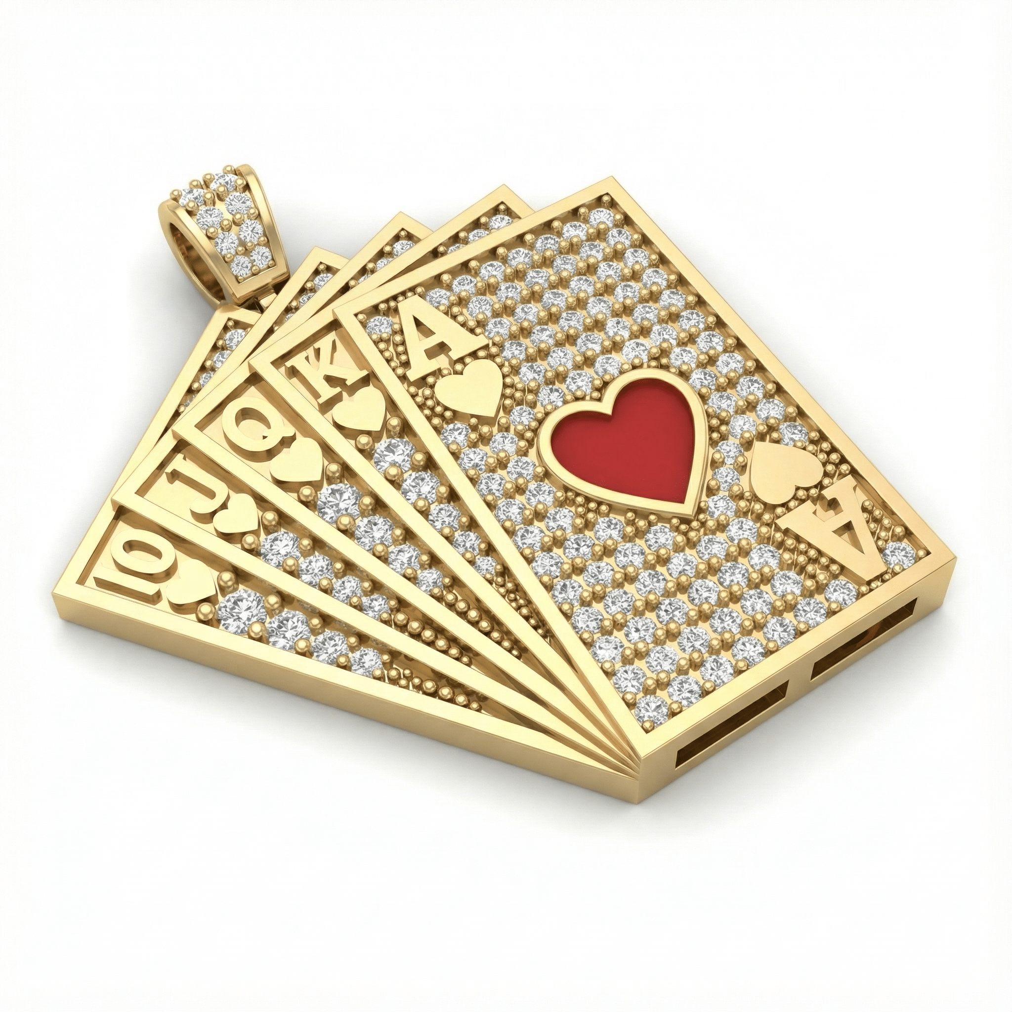 Poker Royal Flush Taşlı Kolye Ucu - Winners Jewels