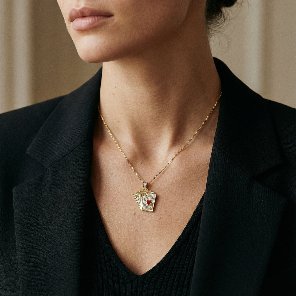 Poker Royal Flush Taşlı Kolye Ucu - Winners Jewels