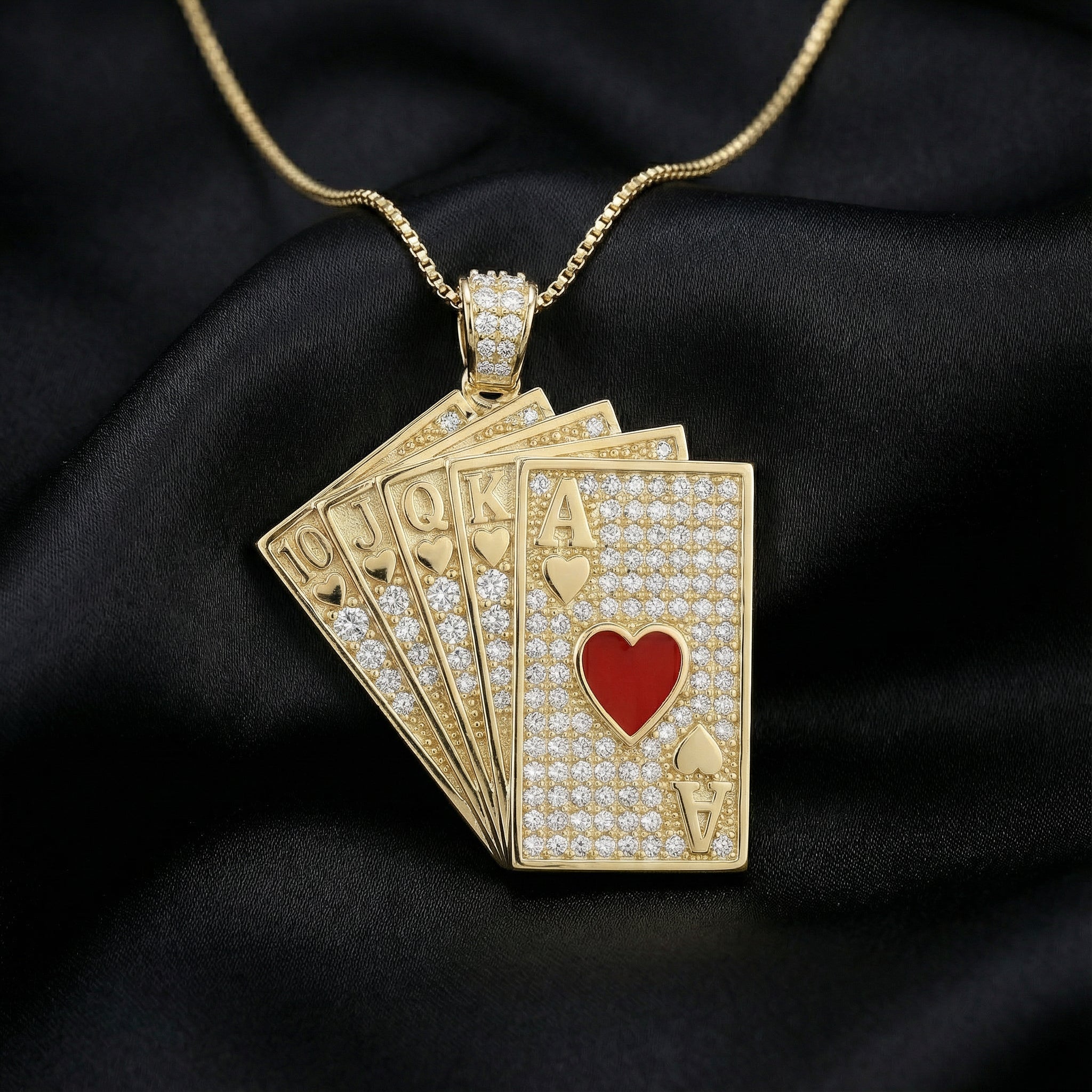 Poker Royal Flush Taşlı Kolye Ucu - Winners Jewels