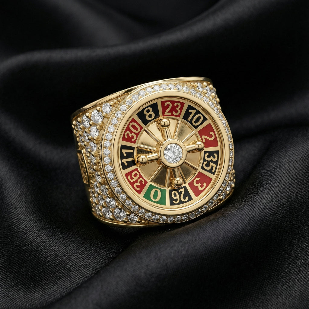 Rulet Çarkı Temalı Full Taşlı Yüzük - Winners Jewels