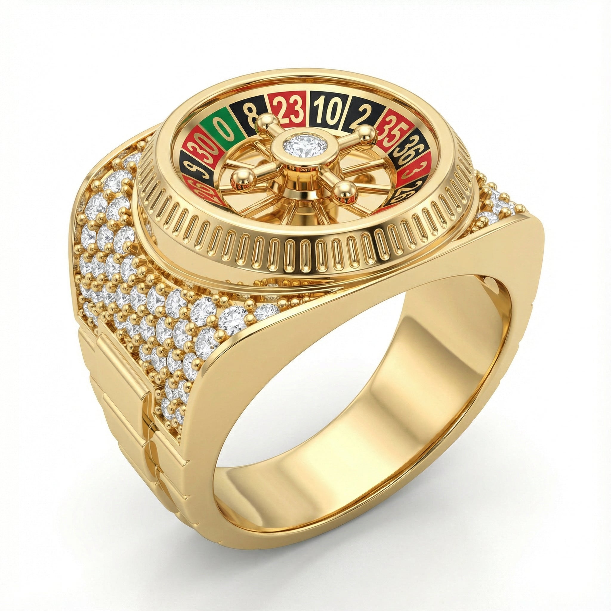 Rulet Çarkı Temalı Full Taşlı Yüzük - Winners Jewels