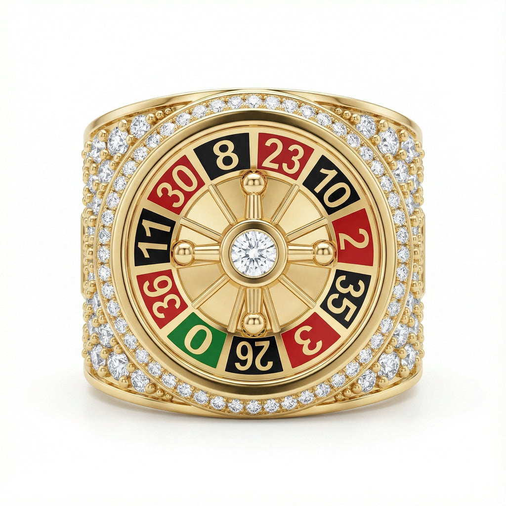 Rulet Çarkı Temalı Full Taşlı Yüzük - Winners Jewels