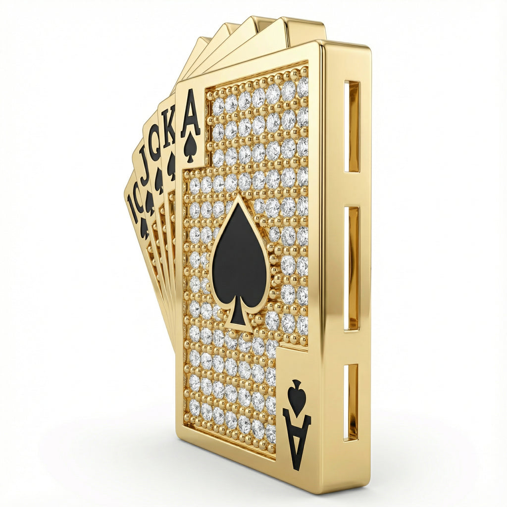 Royal Flush Poker Kartı Broş