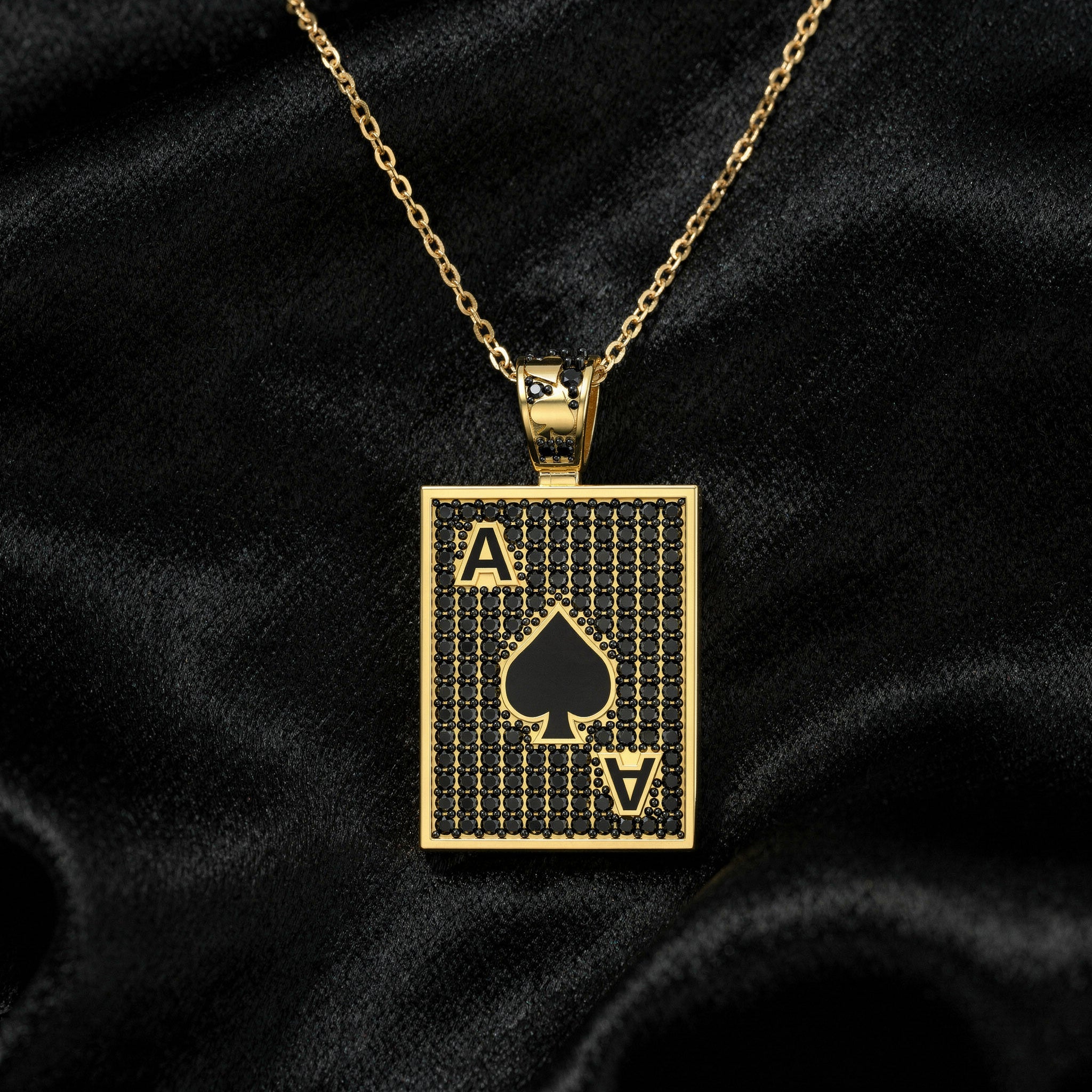 Siyah Maça Ası Kart Kolye Ucu - Winners Jewels