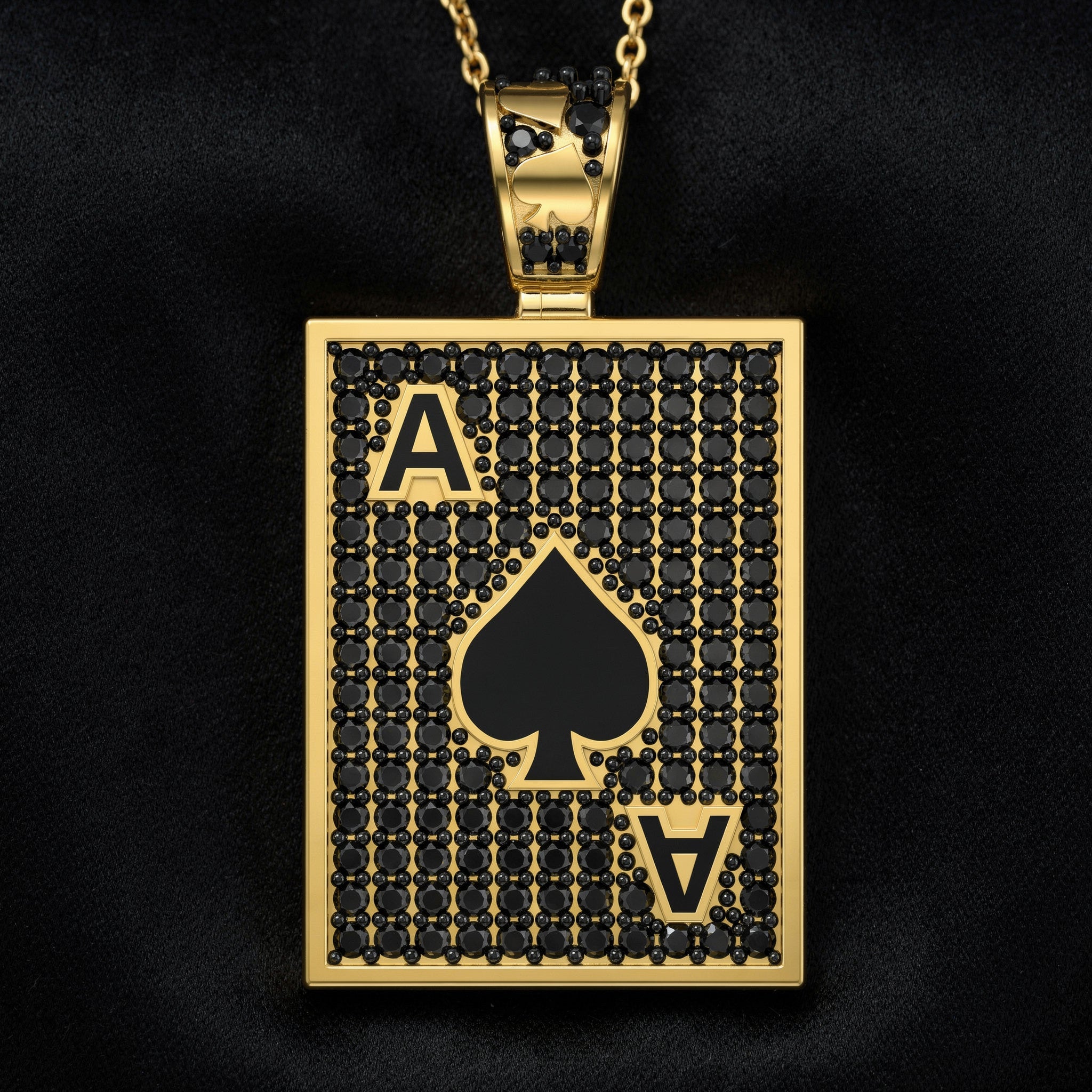 Siyah Maça Ası Kart Kolye Ucu - Winners Jewels