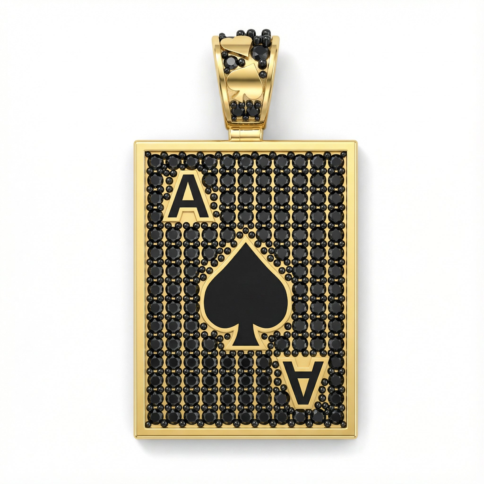 Siyah Maça Ası Kart Kolye Ucu - Winners Jewels