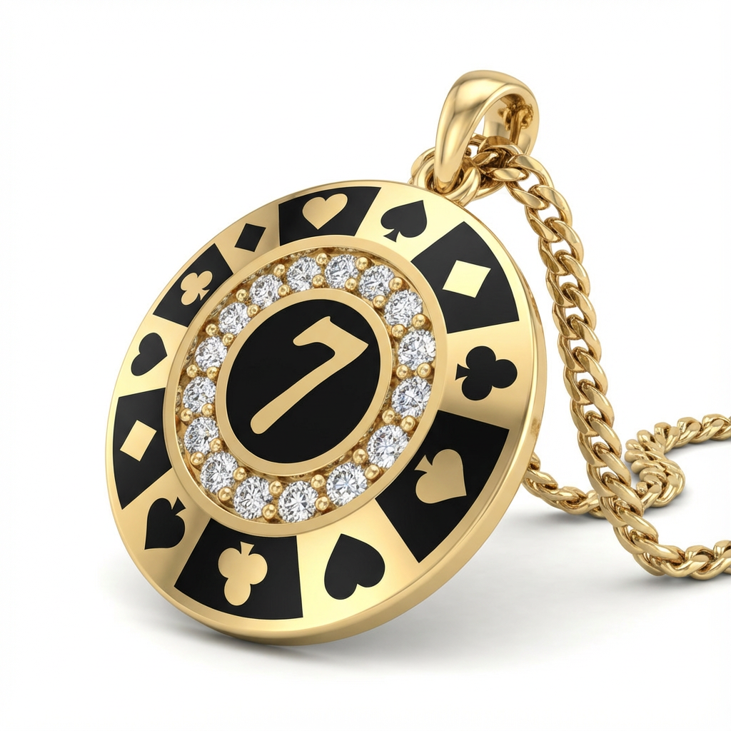 7 Figürlü Poker Chip Kolye Ucu