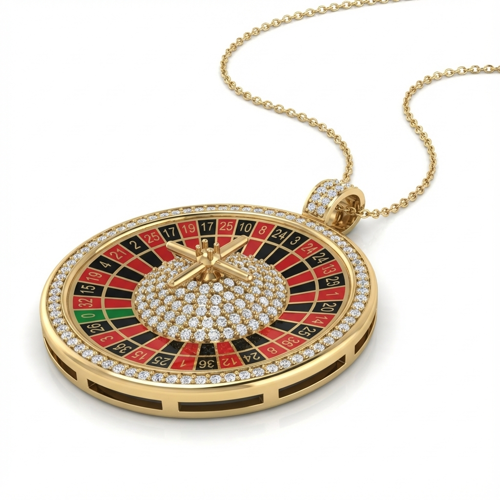 Rulet Pırlanta Taşlı Kolye Ucu