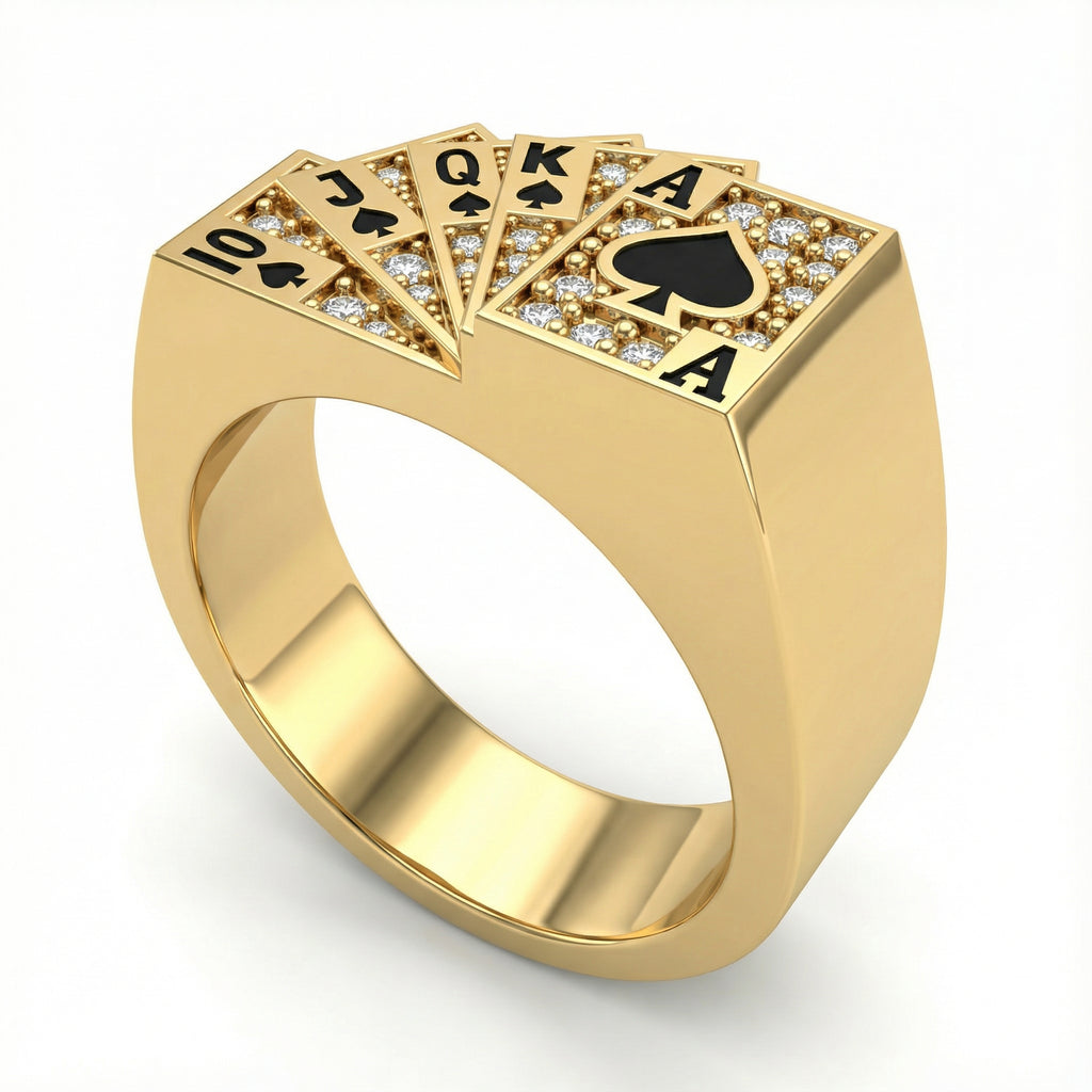 Maça Flush Royal Poker Yüzük