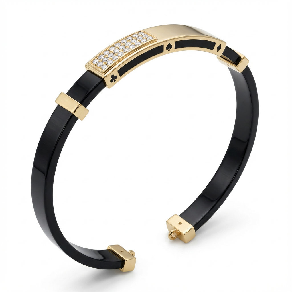 Kart Sembollü Siyah Şans Bilekliği