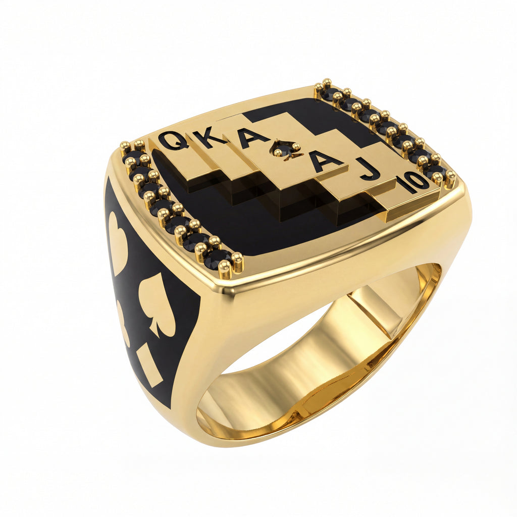 Poker Royal Flush Temalı Yüzük